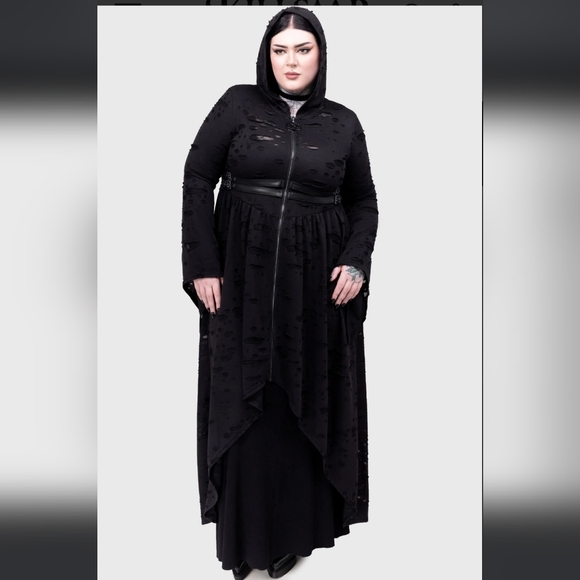 Killstar Black Asymmetrical Hooded Dress - Picture 7 of 9